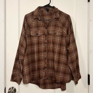 Wild Fable oversized button-down flannel shirt - brown plaid, size M - women’s